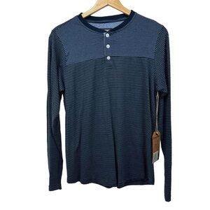 Hudson & Barrow NYC Long Sleeve Henley Striped Shirt, Small